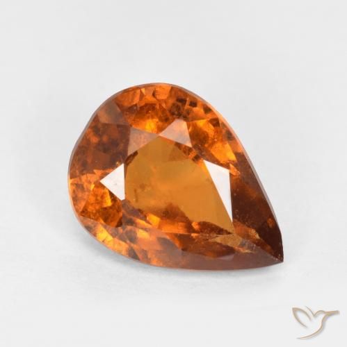 1.22ct 天然 ミディアムダークオレンジ ヘソナイトガーネット, 洋梨の形, SI