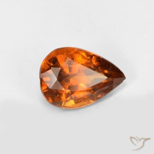 0.82ct 天然 ミディアムダークオレンジ ヘソナイトガーネット, 洋梨の形, VS-SI