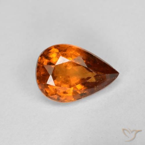 0.78ct 天然 ミディアムダークオレンジ ヘソナイトガーネット, 洋梨の形, VS-SI