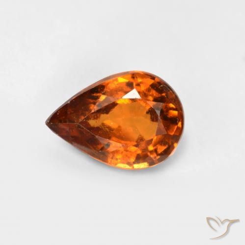 0.78ct 天然 ミディアムダークオレンジ ヘソナイトガーネット, 洋梨の形, VS