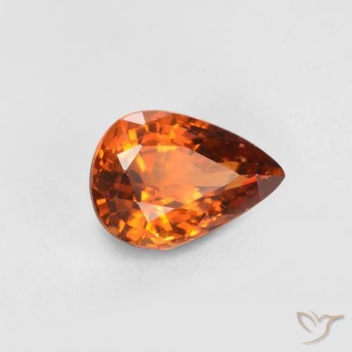 0.73ct 天然 ミディアムダークオレンジ ヘソナイトガーネット, 洋梨の形, VS-SI