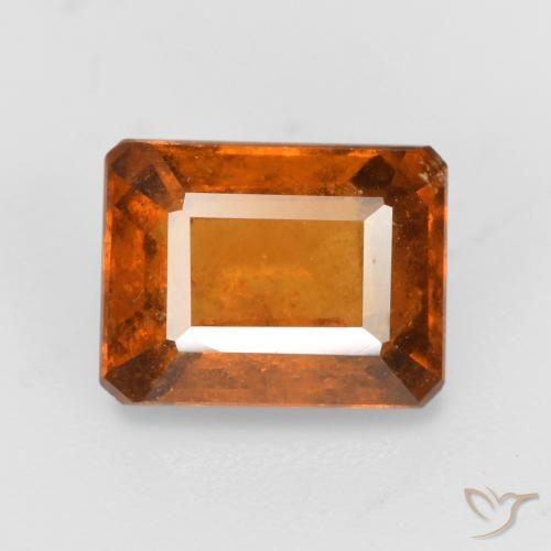 2.08ct 天然 アンバーオレンジ ヘソナイトガーネット, エメラルドカット, SI