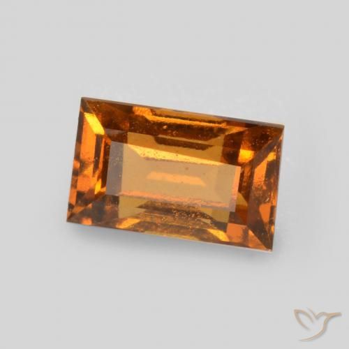 0.76カラットの天然茶色がかったオレンジヘソナイトガーネット、バゲット、VS