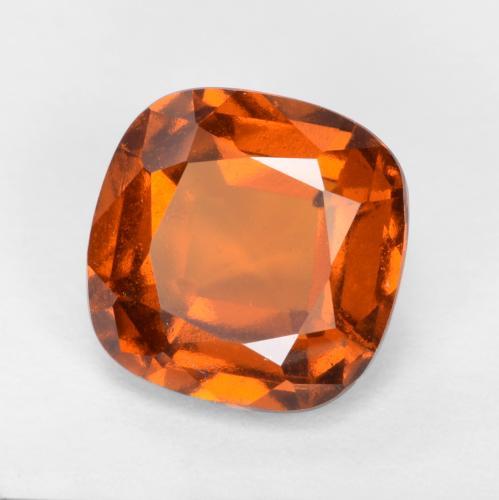 1.98カラットの天然赤みがかったオレンジヘソナイトガーネット（7.3×7.3 mm・クッションカット）