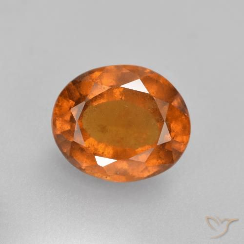 1.64ct 天然 ミディアムオレンジ ヘソナイトガーネット, 楕円形, SI