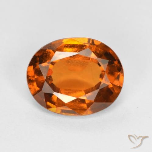 1.66ct 天然 ミディアムオレンジ ヘソナイトガーネット, 楕円形, VS
