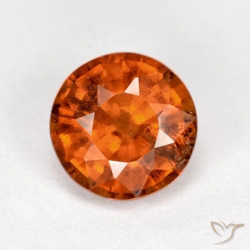 1.37ct 天然 ミディアムオレンジ ヘソナイトガーネット, ラウンド, VS-SI