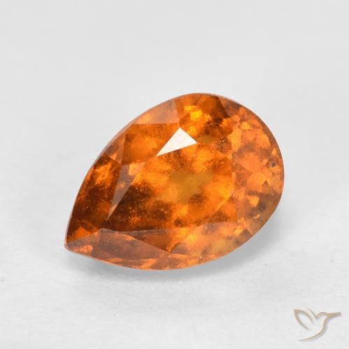 1.11ct 天然 ミディアムダークオレンジ ヘソナイトガーネット, 洋梨の形, VS-SI