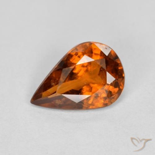 0.85ct 天然 赤みがかったオレンジ ヘソナイトガーネット, 洋梨の形, VS-SI