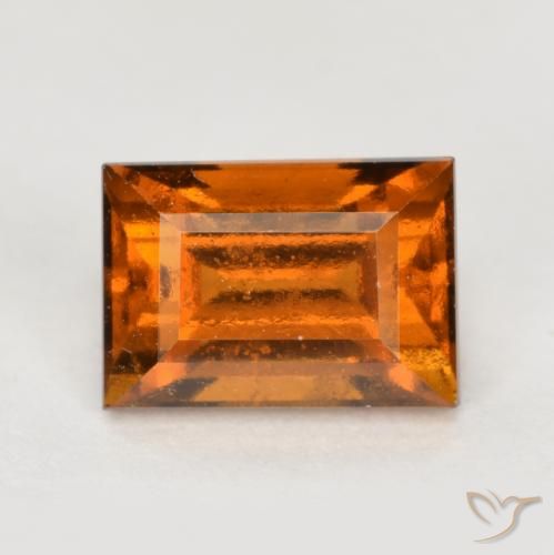 1.36ct 天然 ミディアムダークオレンジ ヘソナイトガーネット, バゲット, VS