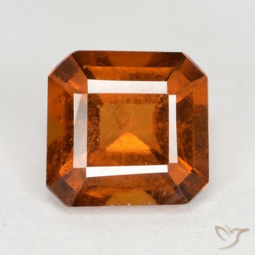 1.63ct 天然 ミディアムオレンジ ヘソナイトガーネット, エメラルドカット, VS-SI