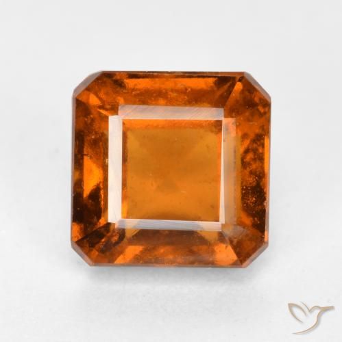 1.66ct 天然 ミディアムダークオレンジ ヘソナイトガーネット, エメラルドカット, VS-SI