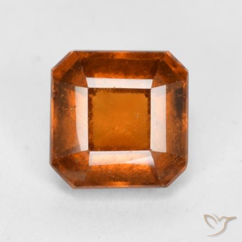 1.40ct 天然 ミディアムダークオレンジ ヘソナイトガーネット, エメラルドカット, VS-SI