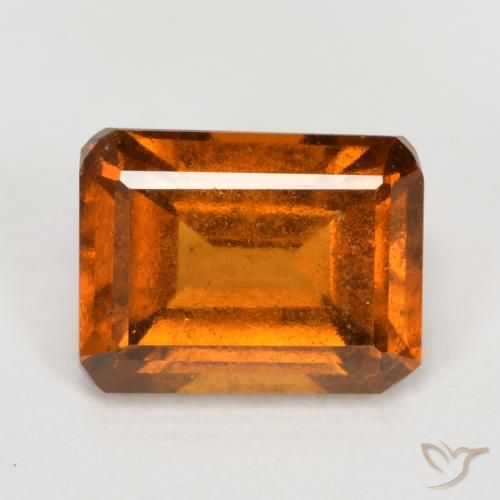 2.13ct 天然 ミディアムオレンジ ヘソナイトガーネット, エメラルドカット, VS-SI
