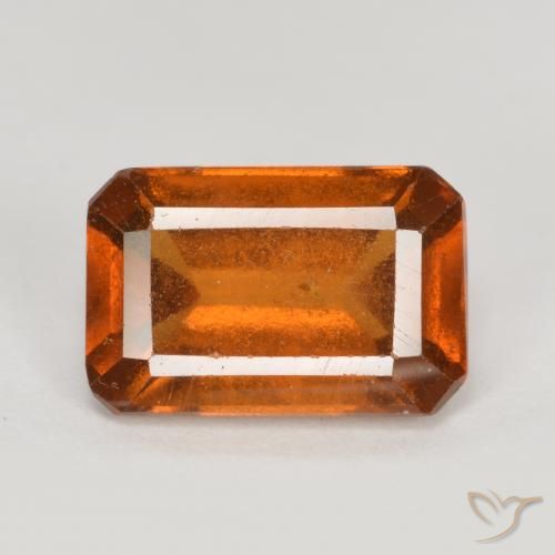 2.08ct 天然 ミディアムダークオレンジ ヘソナイトガーネット, エメラルドカット, VS-SI