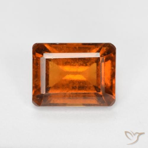 2.28ct 天然 赤みがかったオレンジ ヘソナイトガーネット, エメラルドカット, VS-SI