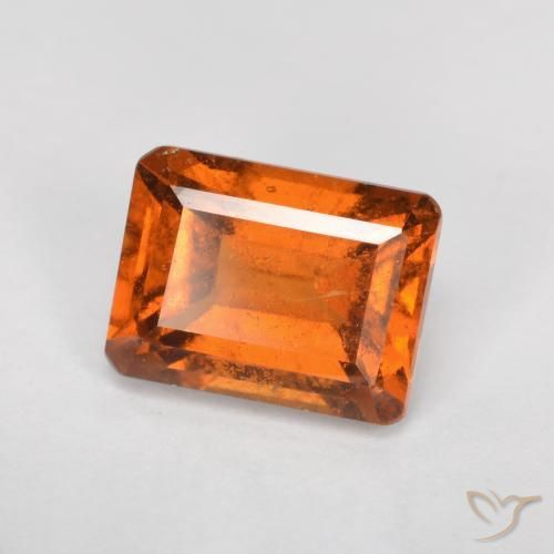 2.27ct 天然 ディープオレンジ ヘソナイトガーネット, エメラルドカット, SI