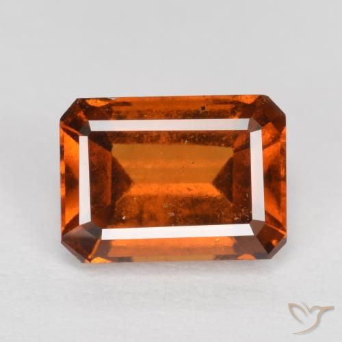 1.37ct 天然 アンバーオレンジ ヘソナイトガーネット, エメラルドカット, VS
