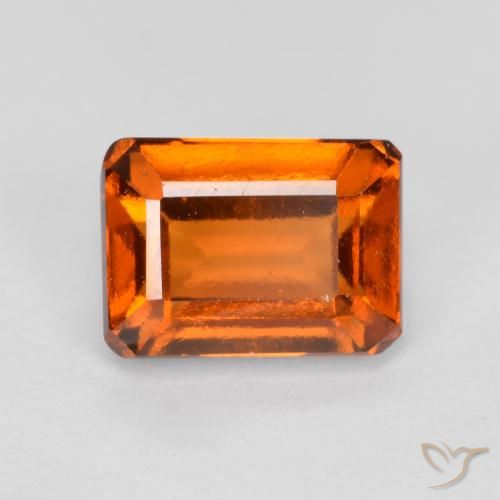 1.44ct 天然 ミディアムオレンジ ヘソナイトガーネット, エメラルドカット, VVS-VS