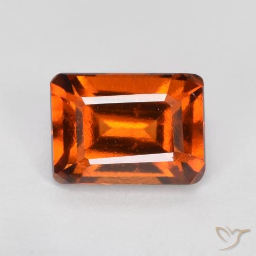 1.38ct 天然 アンバーオレンジ ヘソナイトガーネット, エメラルドカット, VVS-VS
