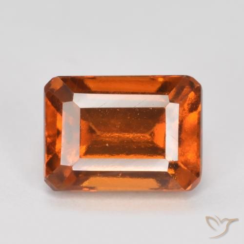 1.54ct 天然 アンバーオレンジ ヘソナイトガーネット, エメラルドカット, VVS-VS