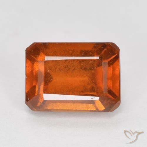 1.58ct 天然 赤みがかったオレンジ ヘソナイトガーネット, エメラルドカット, SI