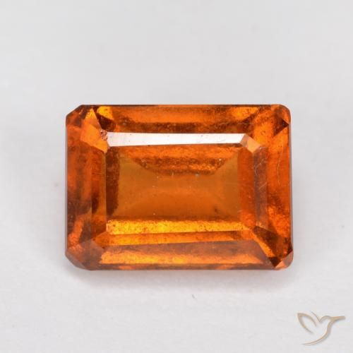 1.59ct 天然 ミディアムオレンジ ヘソナイトガーネット, エメラルドカット, VS-SI