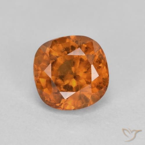 0.87ct 天然 ミディアムダークオレンジ ヘソナイトガーネット, クッション, SI