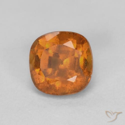 0.97ct 天然 黄色がかったオレンジ ヘソナイトガーネット, クッション, SI