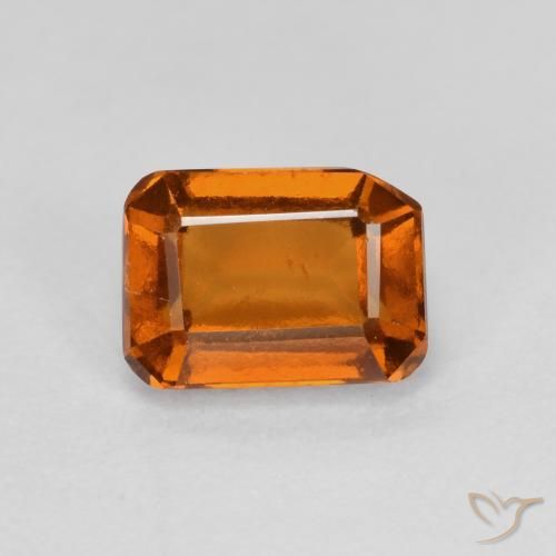 1.44ct 天然 ミディアムダークオレンジ ヘソナイトガーネット, エメラルドカット, VS-SI