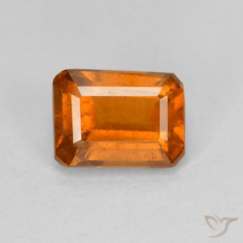 1.43ct 天然 ミディアムダークオレンジ ヘソナイトガーネット, エメラルドカット, VS-SI