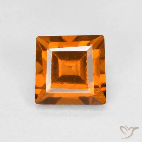 0.97ct 天然 ミディアムダークオレンジ ヘソナイトガーネット, 四角形, VS