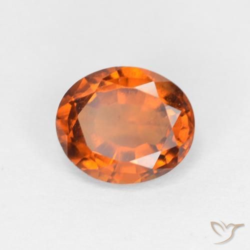 1.48カラットの天然Medium Dark-Orangeヘソナイトガーネット、楕円形、VS