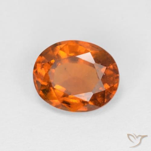 1.45カラットの天然Medium Dark-Orangeヘソナイトガーネット、楕円形、VS