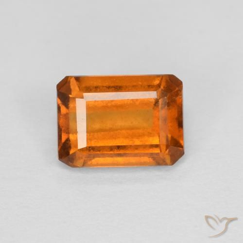 1.25ct 天然 黄色がかったオレンジ ヘソナイトガーネット, エメラルドカット, VS