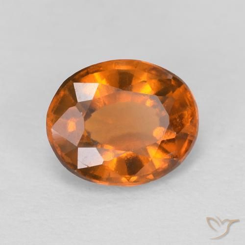 1.16カラットの天然Medium Dark-Orangeヘソナイトガーネット、楕円形、VVS-VS