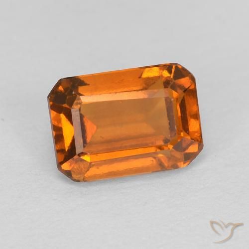 1.17カラットの天然Medium Dark-Orangeヘソナイトガーネット、八角形 / エメラルドカット、VVS-VS