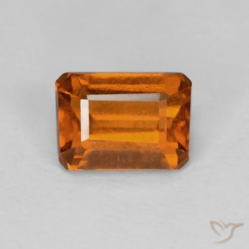 1.25カラットの天然Medium Dark-Orangeヘソナイトガーネット、八角形 / エメラルドカット、VVS-VS