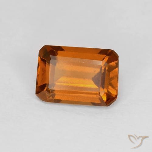 1.06カラットの天然Medium Dark-Orangeヘソナイトガーネット、八角形 / エメラルドカット、VVS-VS