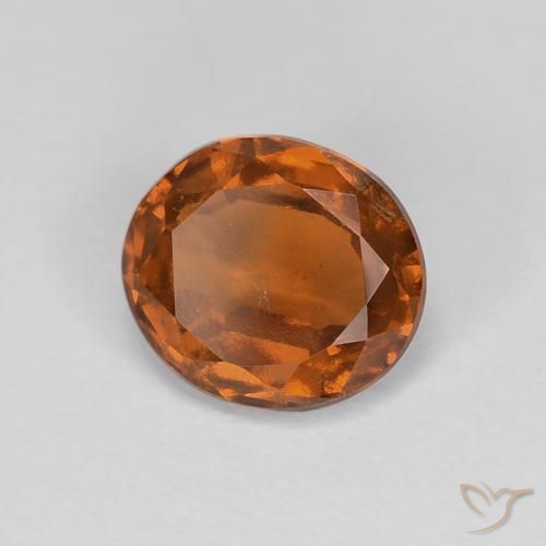 1.21カラットの天然Medium Dark-Orangeヘソナイトガーネット、楕円形、VS