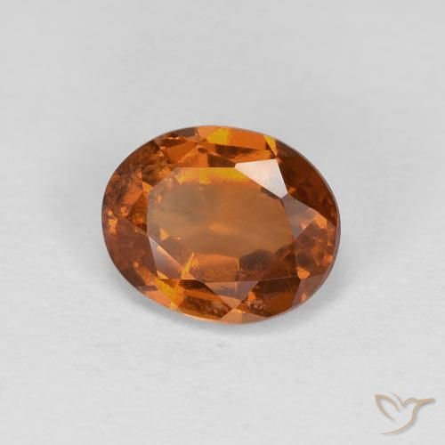 1.19カラットの天然Medium Dark-Orangeヘソナイトガーネット、楕円形、VS