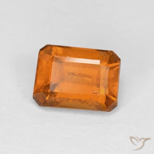 1.41ct 天然 ミディアムオレンジ ヘソナイトガーネット, エメラルドカット, VVS-VS