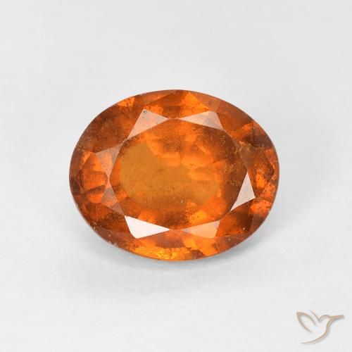 1.56カラットの天然Medium Dark-Orangeヘソナイトガーネット、楕円形、VS-SI