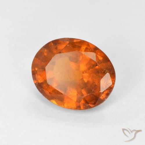 1.56カラットの天然Medium Dark-Orangeヘソナイトガーネット、楕円形、VS-SI