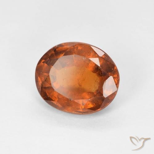 1.75カラットの天然Medium Dark-Orangeヘソナイトガーネット、楕円形、VS