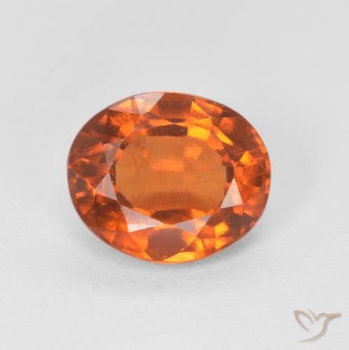 1.51カラットの天然Medium Dark-Orangeヘソナイトガーネット、楕円形、VS