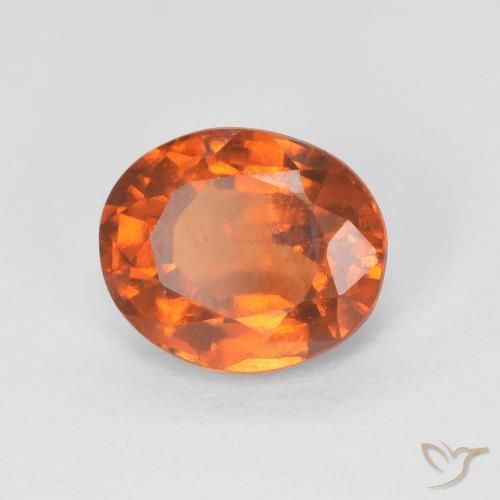 1.51カラットの天然Medium Dark-Orangeヘソナイトガーネット、楕円形、VS