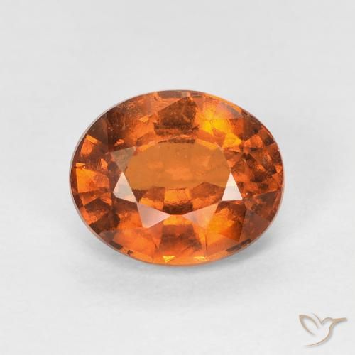 1.51カラットの天然Medium Dark-Orangeヘソナイトガーネット、楕円形、VVS-VS