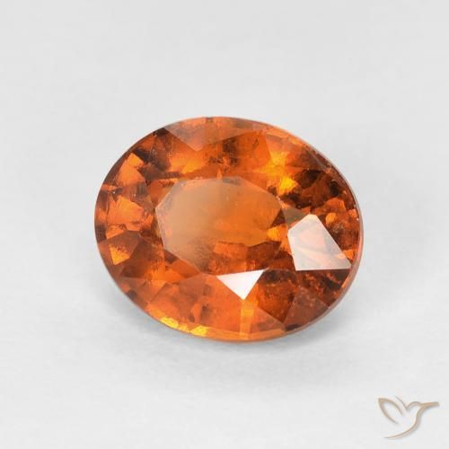 1.51カラットの天然Medium Dark-Orangeヘソナイトガーネット、楕円形、VVS-VS