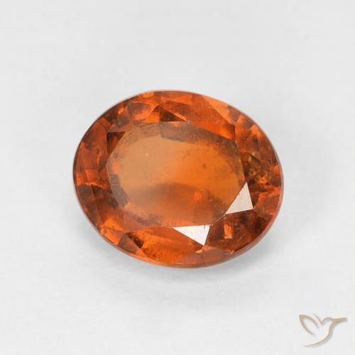 1.42カラットの天然Medium Dark-Orangeヘソナイトガーネット、楕円形、VS-SI